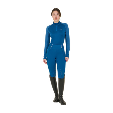 Leggings aderenti da donna con grip completo Classic Equestro Blu corallo
