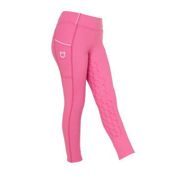 Leggings da bambina aderenti con grip e logo Equestro Leggings da bambina aderenti con grip e logo Equestro