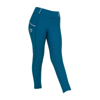 Legging fille cintré avec grip et logo Equestro Blanc / blanc