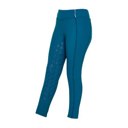 Leggings da bambina aderenti con grip e logo Equestro Blu corallo