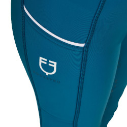 Leggings da bambina aderenti con grip e logo Equestro Blu corallo