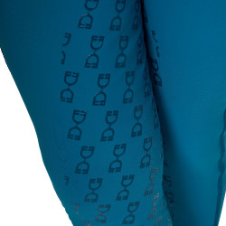 Leggings da bambina aderenti con grip e logo Equestro Blu corallo