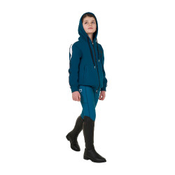 Leggings da bambina aderenti con grip e logo Equestro Blu corallo
