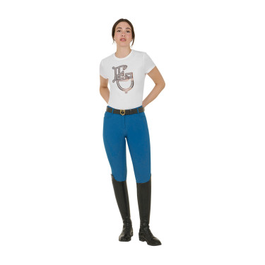 Pantaloni aderenti con grip da donna con logo Zenda Equestro Blu corallo