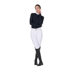 Polo da concorso slim fit da donna con inserti in mesh Equestro Nero Polo da concorso slim fit da donna con inserti in mesh Equestro Nero