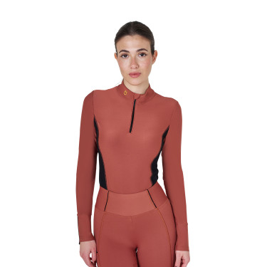 Polo Tecnico da Allenamento Donna Maniche Lunghe Equestro Sequoia Marrone