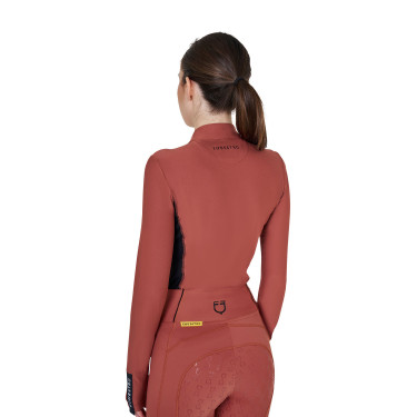 Polo Tecnico da Allenamento Donna Maniche Lunghe Equestro Sequoia Marrone