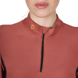 Polo Tecnico da Allenamento Donna Maniche Lunghe Equestro Sequoia Marrone