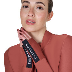 Polo Tecnico da Allenamento Donna Maniche Lunghe Equestro Sequoia Marrone