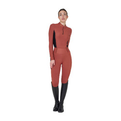 Polo Tecnico da Allenamento Donna Maniche Lunghe Equestro Sequoia Marrone
