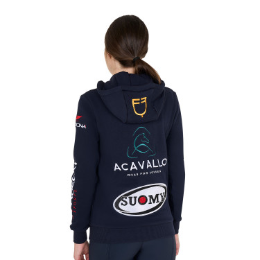 Felpa con cappuccio da donna con multi-logo nuovo Equestro Blazer marine Blu marino