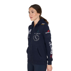 Felpa con cappuccio da donna con multi-logo nuovo Equestro Blazer marine Blu marino
