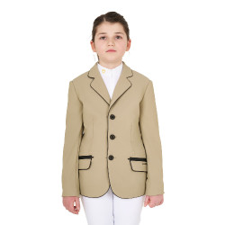 Giacca da concorso Equestro da bambina in tessuto tecnico Incenso Beige Giacca da concorso Equestro da bambina in tessuto tecnico Incenso Beige
