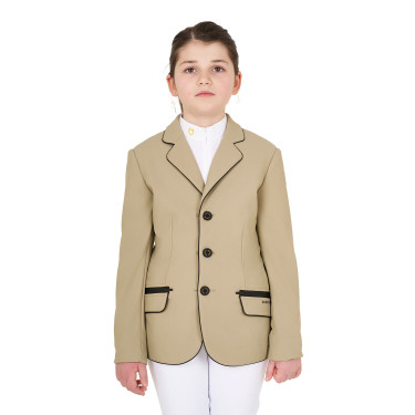 Giacca da concorso Equestro da bambina in tessuto tecnico Incenso Beige Giacca da concorso Equestro da bambina in tessuto tecnico Incenso Beige