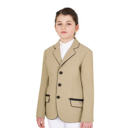 Giacca da concorso Equestro da bambina in tessuto tecnico Incenso Beige Giacca da concorso Equestro da bambina in tessuto tecnico Incenso Beige