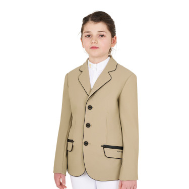 Giacca da concorso Equestro da bambina in tessuto tecnico Incenso Beige Giacca da concorso Equestro da bambina in tessuto tecnico Incenso Beige