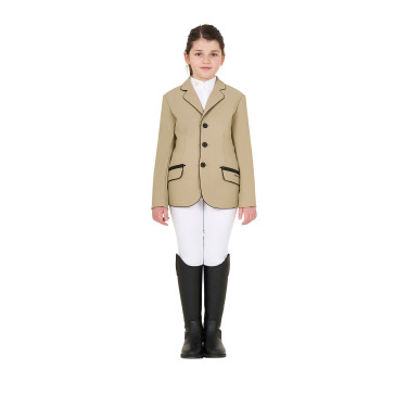Giacca da concorso Equestro da bambina in tessuto tecnico Incenso Beige Giacca da concorso Equestro da bambina in tessuto tecnico Incenso Beige