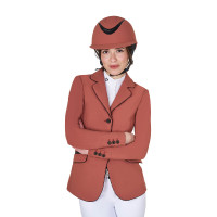 Giacca da concorso da donna in tessuto tecnico elasticizzato Equestro Sequoia Marrone