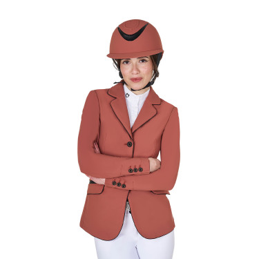 Giacca da concorso da donna in tessuto tecnico elasticizzato Equestro Sequoia Marrone Giacca da concorso da donna in tessuto tecnico elasticizzato Equestro Sequoia Marrone