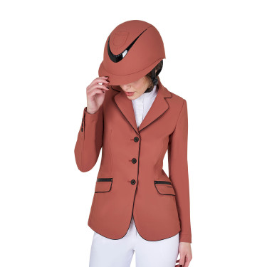 Giacca da concorso da donna in tessuto tecnico elasticizzato Equestro Sequoia Marrone Giacca da concorso da donna in tessuto tecnico elasticizzato Equestro Sequoia Marrone