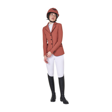 Giacca da concorso da donna in tessuto tecnico elasticizzato Equestro Sequoia Marrone Giacca da concorso da donna in tessuto tecnico elasticizzato Equestro Sequoia Marrone