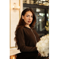 Felpa con zip in maglia Harcour Amelie Cacao Marrone Felpa con zip in maglia Harcour Amelie Cacao Marrone