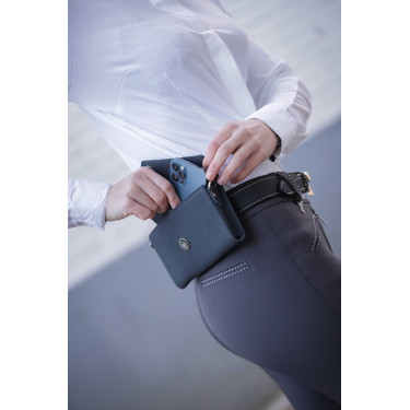 Phone Pocket Pénélope in pelle traforata nera Nero