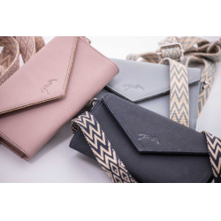 Phone Pocket Pénélope in pelle traforata nera Nero