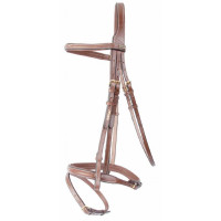 Briglia Kessel T de T capezzina tripla con museruola combinata Tabacco Marrone