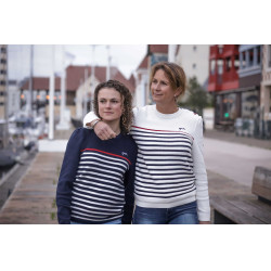 Maglione Pénélope x Saint James Maelle Ecru / blu navy / rosso Motivi Maglione Pénélope x Saint James Maelle Ecru / blu navy / rosso Motivi