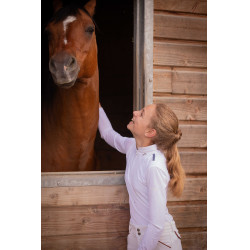 Polo da concorso Pénélope Séville Mesh maniche lunghe Bianco Polo da concorso Pénélope Séville Mesh maniche lunghe Bianco