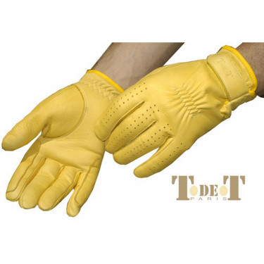 Guanti in pelle scamosciata T de T Dorato Oro