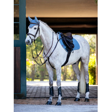 Tappetino LeMieux Reflective Suede Close Contact Square Blu ghiaccio
