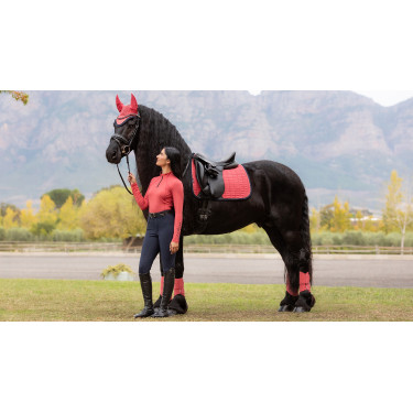 LeMieux Suede Dressage Square Reflective Mirtillo rosso Rosa