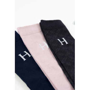 Calze Harcour Aiko confezione da 3 Blu navy / rosa chiaro / tartan