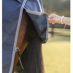 Coperta Horseware Rhino Turnout 0g Nero / grigio titanio / blu classico