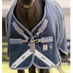 Coperta Horseware Rhino Pony Turnout 250g VL Nero / grigio titanio / blu classico