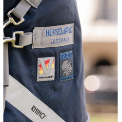 Coperta Horseware Rhino Pony Turnout 250g VL Nero / grigio titanio / blu classico