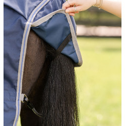 Coperta Horseware Rhino Pony Turnout 250g VL Nero / grigio titanio / blu classico