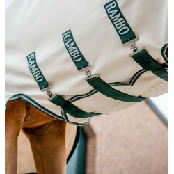 Coperta integrale Horseware Rambo Hoody 0g Gesso / verde cacciatore / argento Bianco