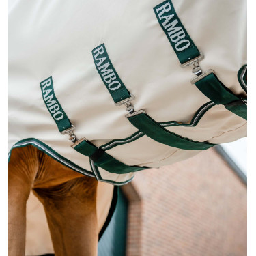 Coperta integrale Horseware Rambo Hoody 0g Gesso / verde cacciatore / argento Bianco