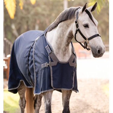 Coperta da box Horseware Rambo Optimo 0g Marino / temporale / grigio argento Coperta da box Horseware Rambo Optimo 0g Marino / temporale / grigio argento