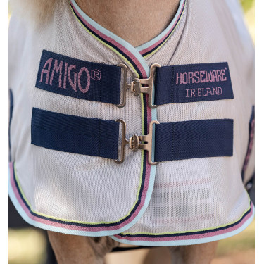 Coperta anti-mosche Horseware Amigo Bug Rug Petite 0g Argento / limone / marine / rosa / blu