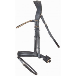 Briglia testiera anatomica Hopper T con strass a T Nero / dorato