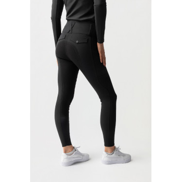 Pantaloni da equitazione Horze Leonie da donna con fondo integrale in suede vegano Nero