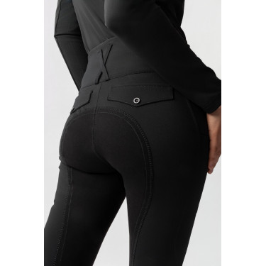Pantaloni da equitazione Horze Leonie da donna con fondo integrale in suede vegano Nero