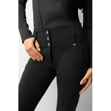 Pantaloni da equitazione Horze Leonie da donna con fondo integrale in suede vegano Nero