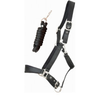 Capestro satinato foderato con lunghina rotonda T de T Nero