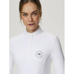 Polo da concorso Tommy Hilfiger Equestrian Taylor Strass maniche lunghe Bianco ottico