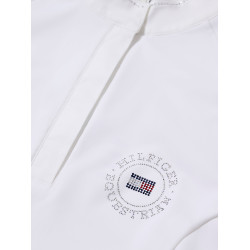 Polo da concorso Tommy Hilfiger Equestrian Taylor Strass maniche lunghe Bianco ottico